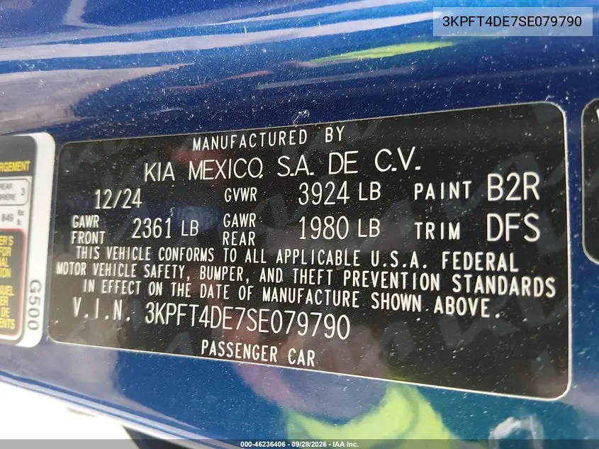 2025 KIA K4 VIN 3KPFT4DE7SE079790 — фото 9