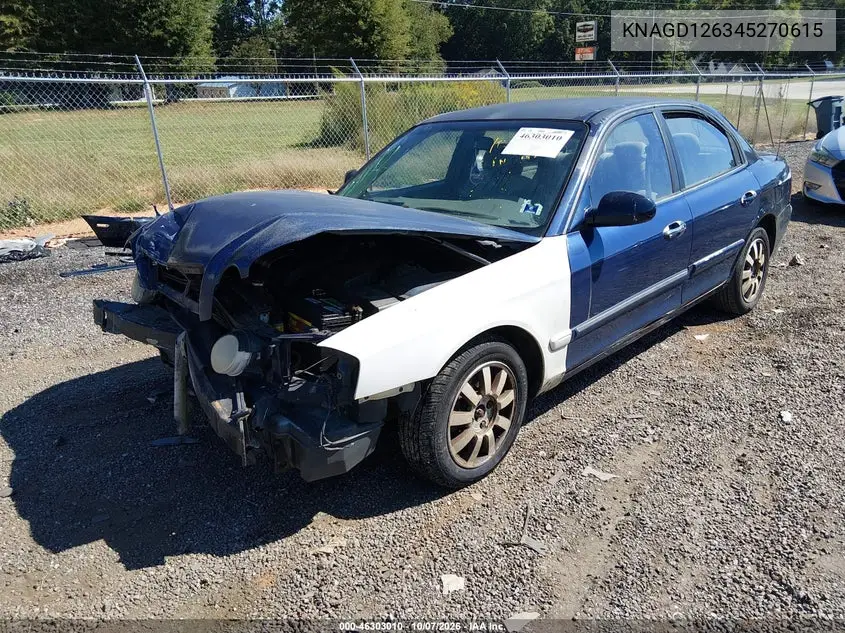 2004 KIA OPTIMA VIN KNAGD126345270615 — фото 2
