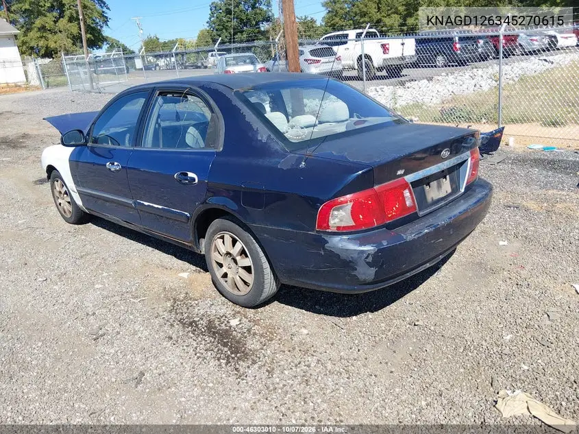2004 KIA OPTIMA VIN KNAGD126345270615 — фото 3