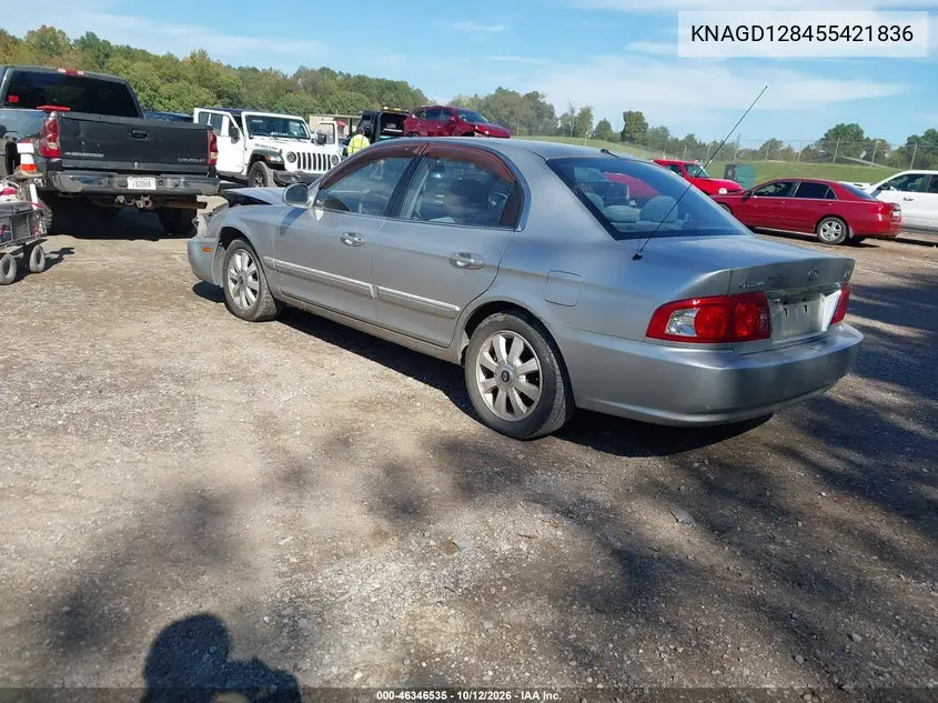 2005 KIA OPTIMA VIN KNAGD128455421836 — фото 3