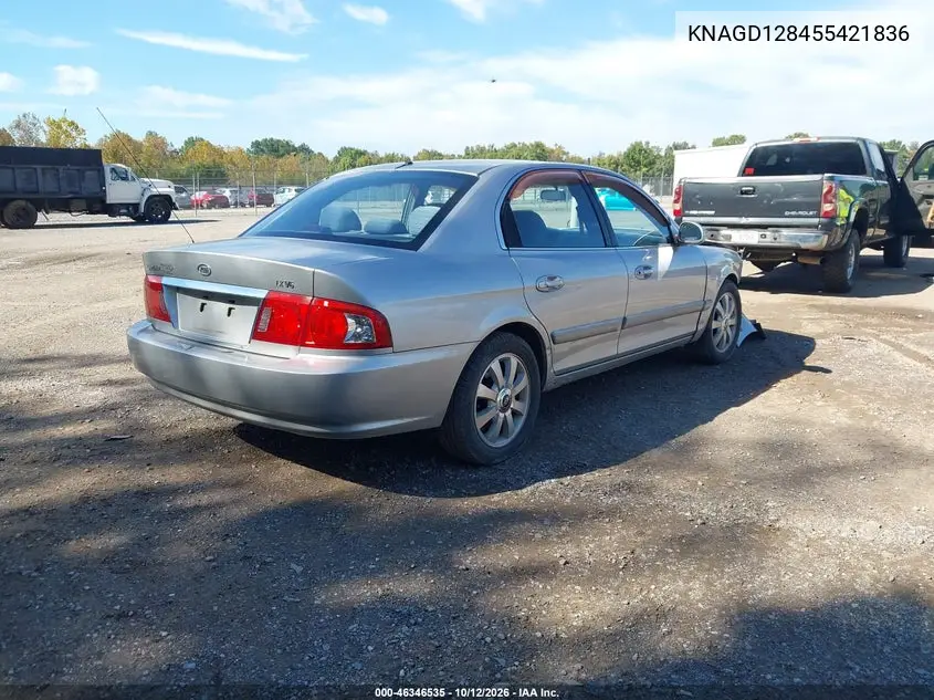 2005 KIA OPTIMA VIN KNAGD128455421836 — фото 4