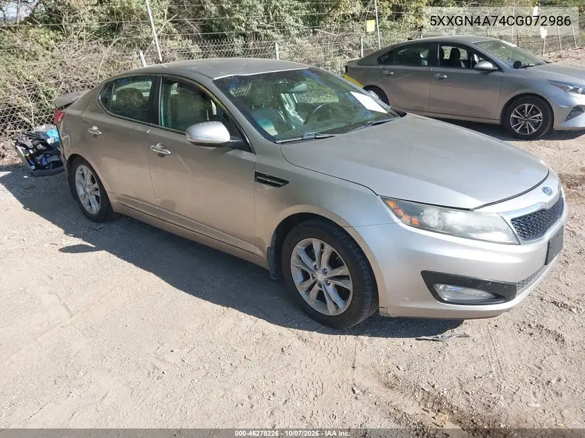 KIA OPTIMA 2012, VIN 5XXGN4A74CG072986