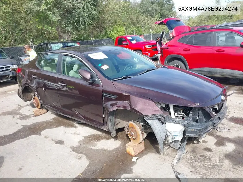 KIA OPTIMA 2014, VIN 5XXGM4A78EG294274