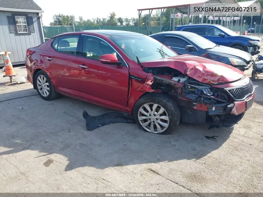 KIA OPTIMA 2015, VIN 5XXGN4A72FG407215