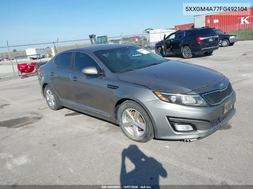 KIA OPTIMA 2015, VIN 5XXGM4A77FG492104