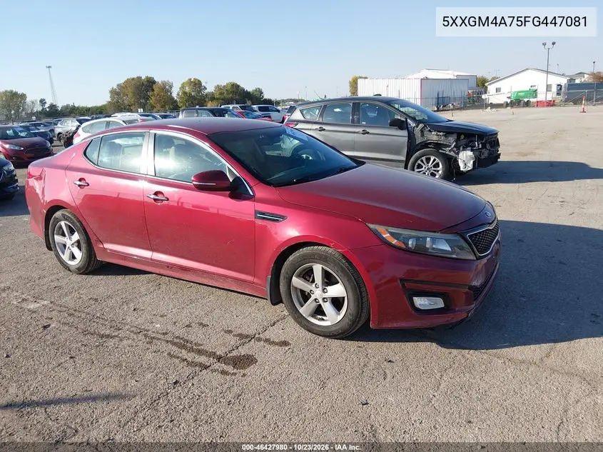 KIA OPTIMA 2015, VIN 5XXGM4A75FG447081