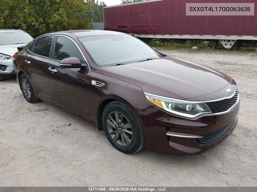 KIA OPTIMA 2016, VIN 5XXGT4L17GG063638