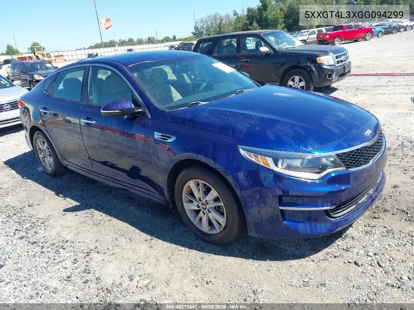 KIA OPTIMA 2016, VIN 5XXGT4L3XGG094299