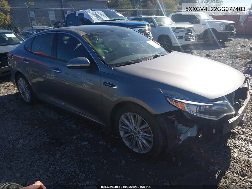 KIA OPTIMA 2016, VIN 5XXGV4L22GG077403