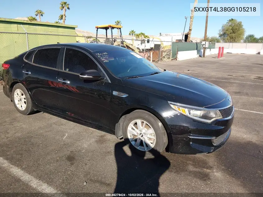 KIA OPTIMA 2016, VIN 5XXGT4L38GG105218