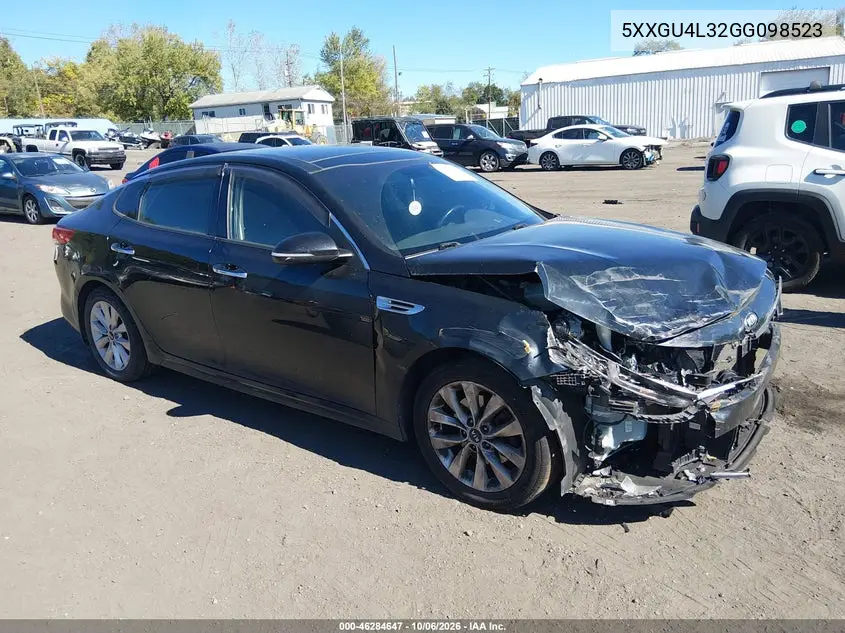 KIA OPTIMA 2016, VIN 5XXGU4L32GG098523