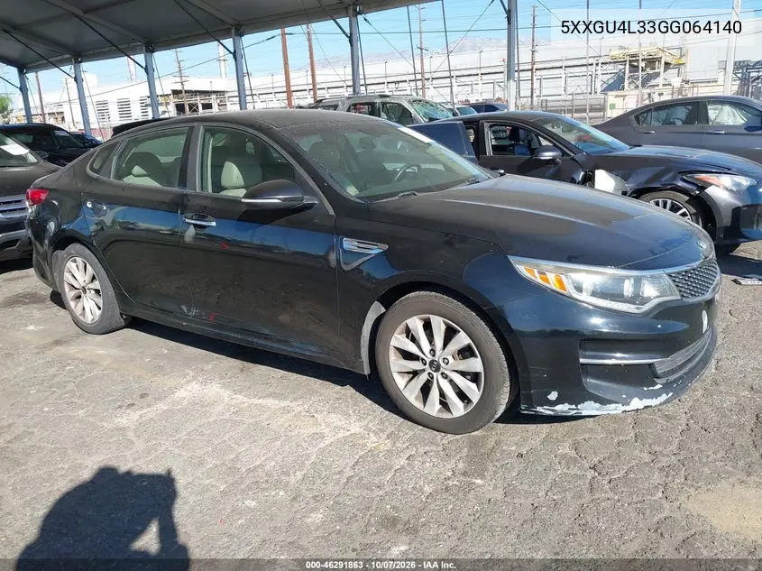 KIA OPTIMA 2016, VIN 5XXGU4L33GG064140