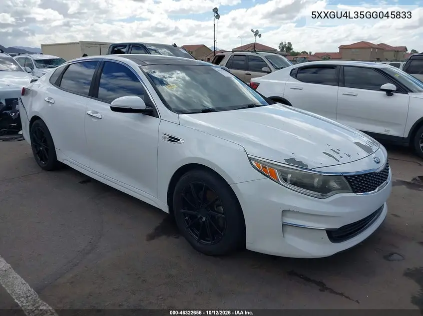 KIA OPTIMA 2016, VIN 5XXGU4L35GG045833