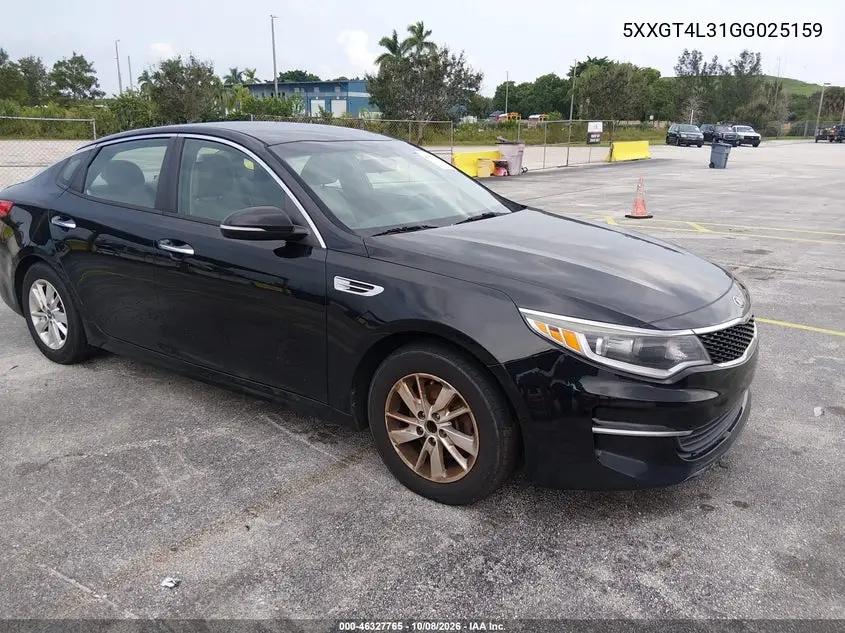 KIA OPTIMA 2016, VIN 5XXGT4L31GG025159