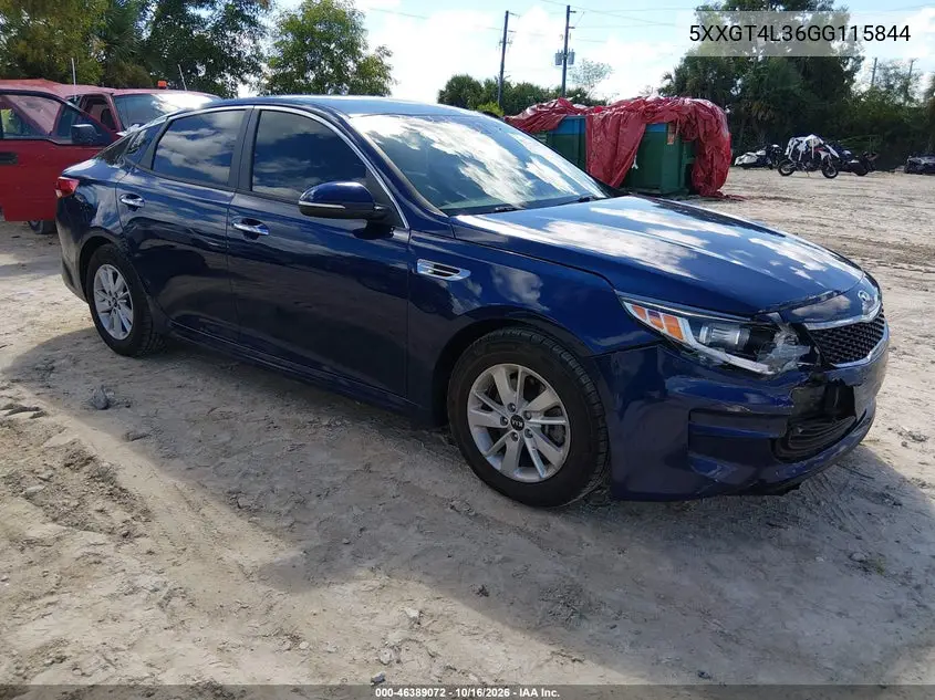 KIA OPTIMA 2016, VIN 5XXGT4L36GG115844