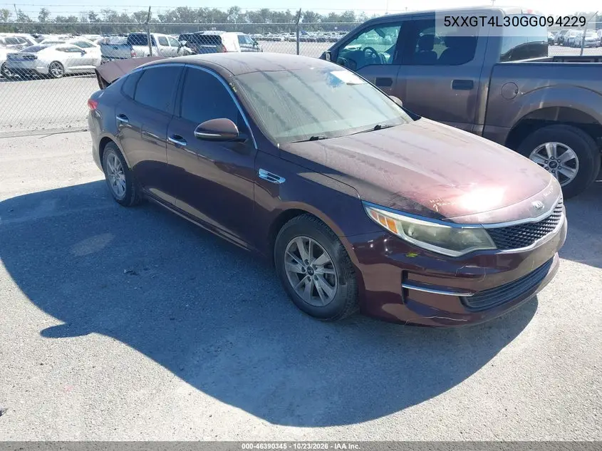KIA OPTIMA 2016, VIN 5XXGT4L30GG094229