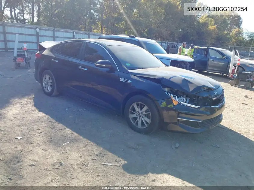 KIA OPTIMA 2016, VIN 5XXGT4L38GG102254