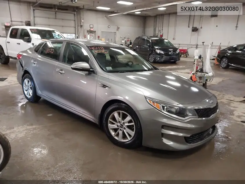 KIA OPTIMA 2016, VIN 5XXGT4L32GG030080