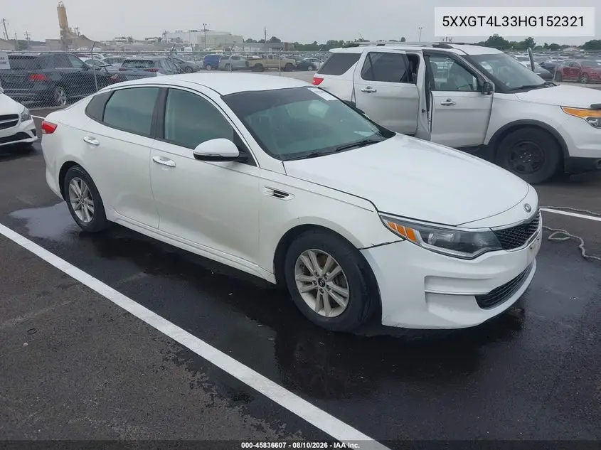 KIA OPTIMA 2017, VIN 5XXGT4L33HG152321