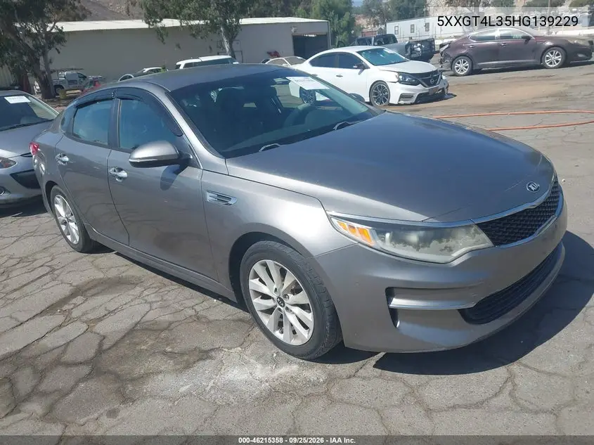 KIA OPTIMA 2017, VIN 5XXGT4L35HG139229