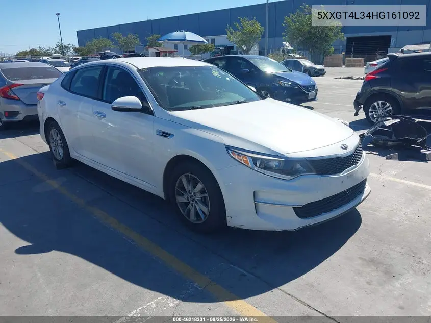 KIA OPTIMA 2017, VIN 5XXGT4L34HG161092
