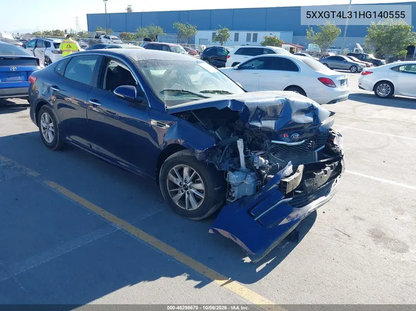 KIA OPTIMA 2017, VIN 5XXGT4L31HG140555