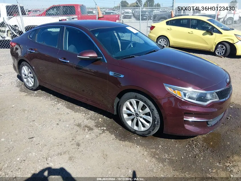 KIA OPTIMA 2017, VIN 5XXGT4L36HG123430