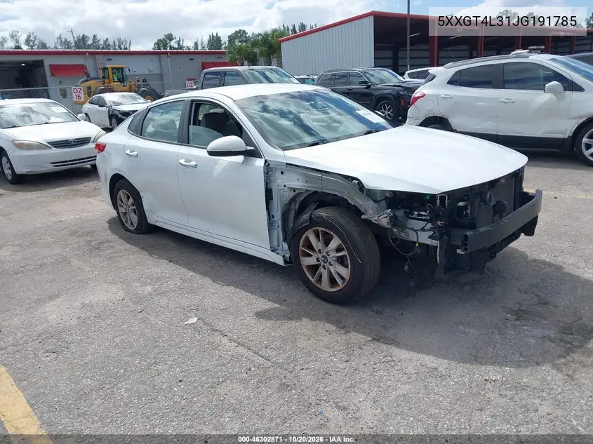 KIA OPTIMA 2018, VIN 5XXGT4L31JG191785