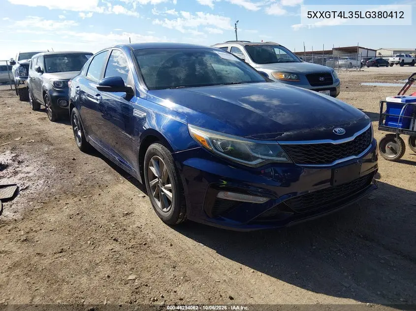 KIA OPTIMA 2020, VIN 5XXGT4L35LG380412