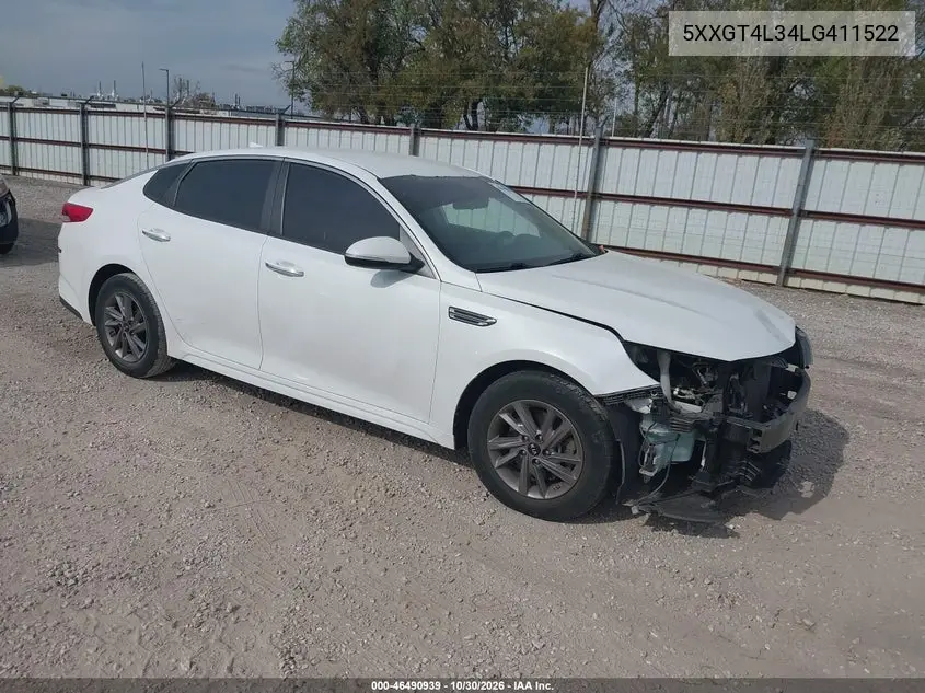 KIA OPTIMA 2020, VIN 5XXGT4L34LG411522
