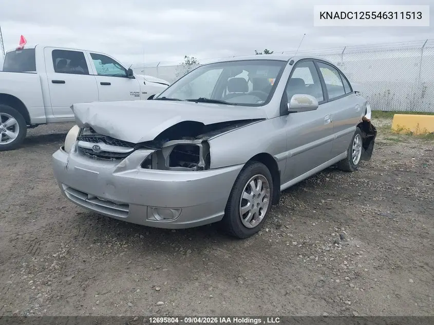 2004 KIA RIO VIN KNADC125546311513 — фото 2