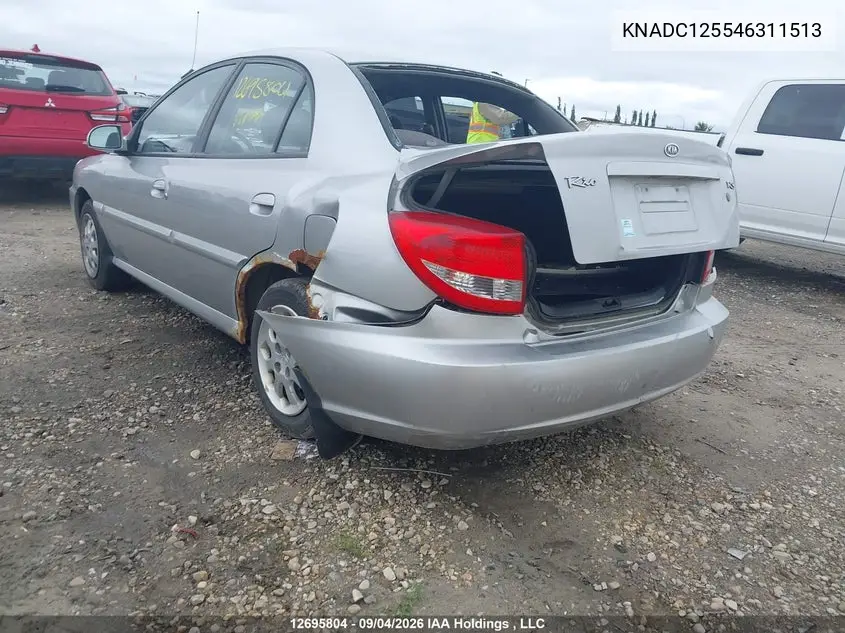 2004 KIA RIO VIN KNADC125546311513 — фото 3