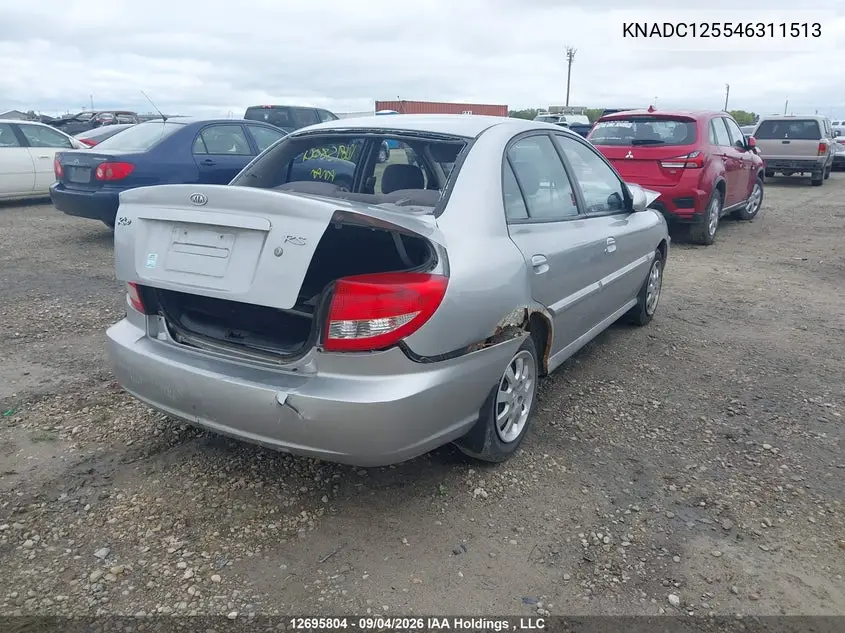 2004 KIA RIO VIN KNADC125546311513 — фото 4
