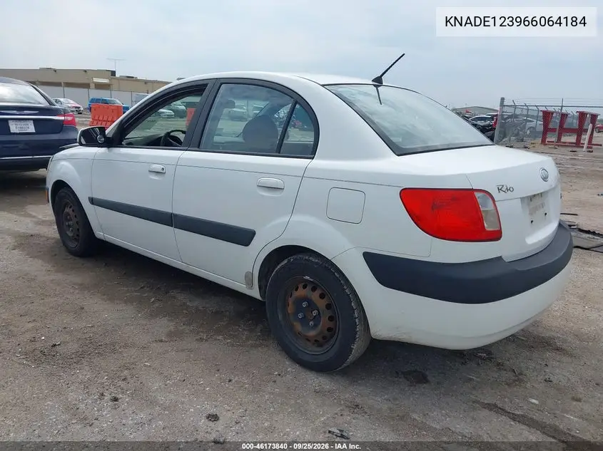 2006 KIA RIO VIN KNADE123966064184 — фото 3