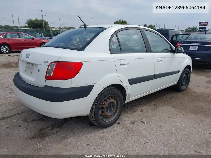 2006 KIA RIO VIN KNADE123966064184 — фото 4