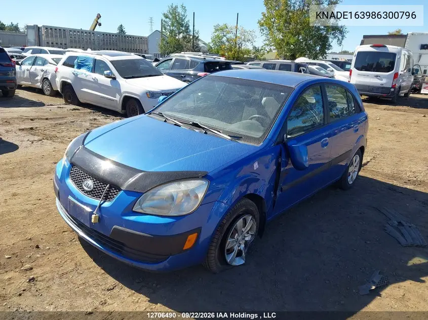 2008 KIA RIO VIN KNADE163986300796 — фото 2