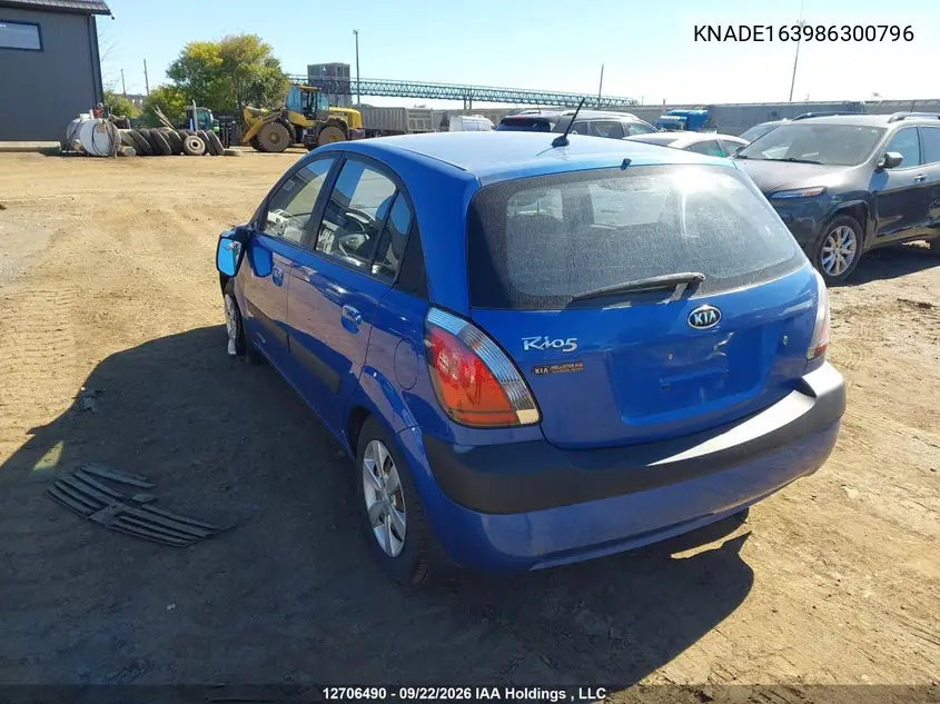 2008 KIA RIO VIN KNADE163986300796 — фото 3