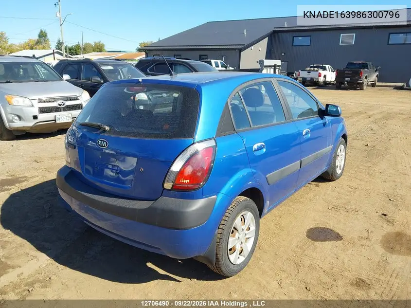 2008 KIA RIO VIN KNADE163986300796 — фото 4