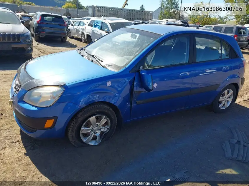 2008 KIA RIO VIN KNADE163986300796 — фото 6