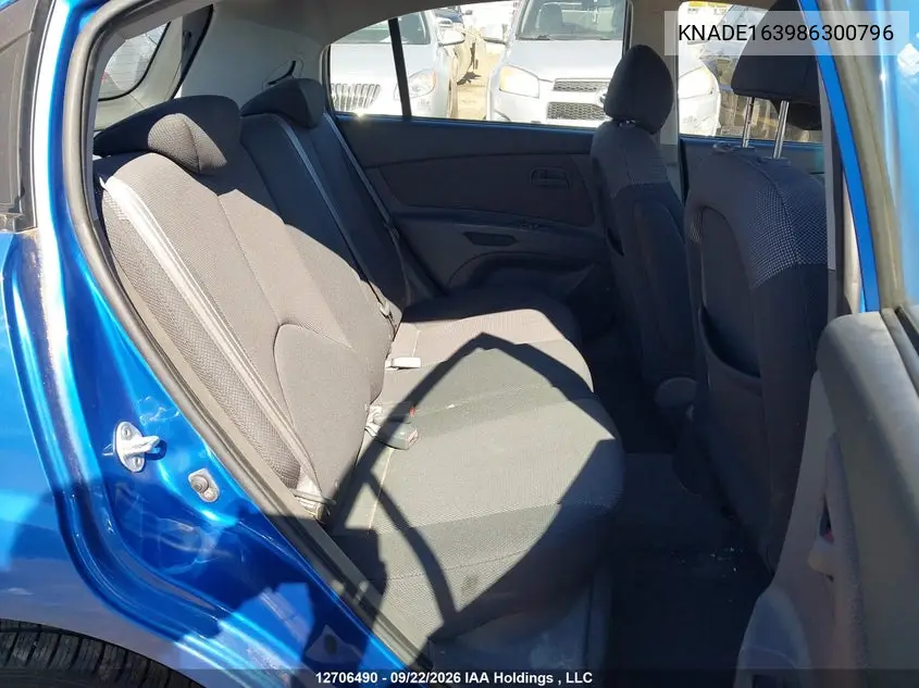 2008 KIA RIO VIN KNADE163986300796 — фото 8