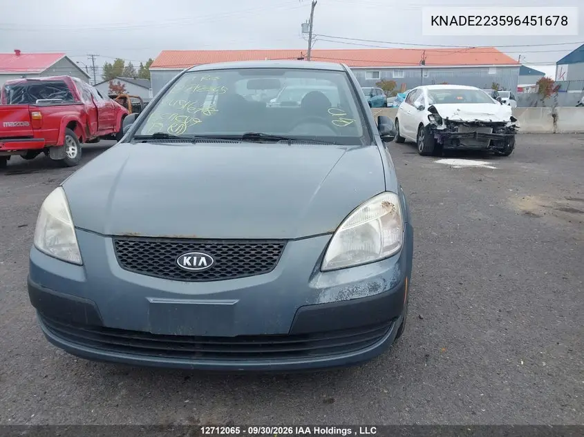 2009 KIA RIO VIN KNADE223596451678 — фото 12