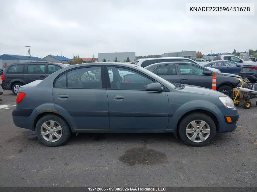 2009 KIA RIO VIN KNADE223596451678 — фото 13