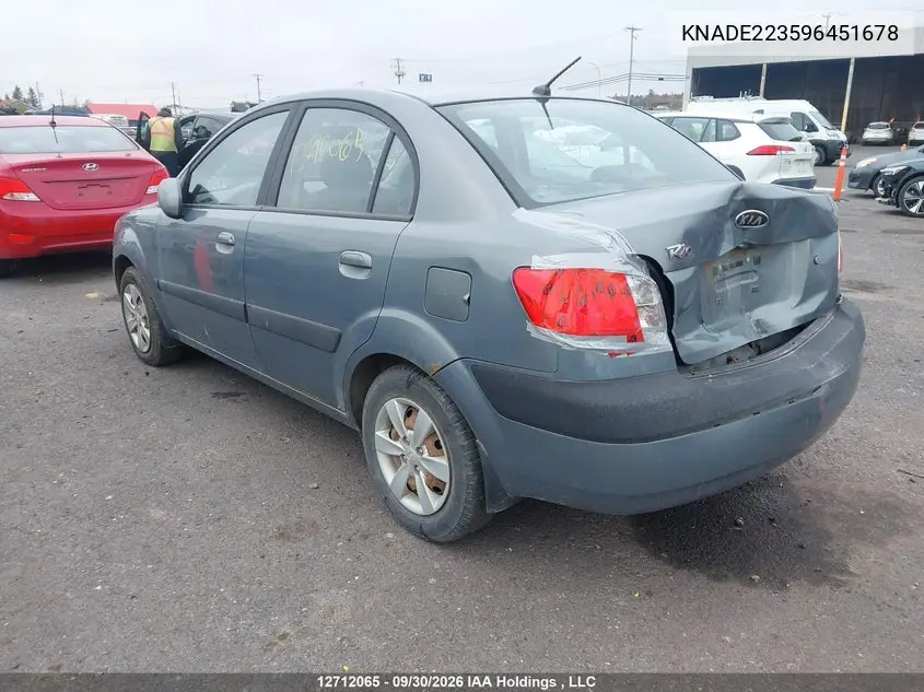 2009 KIA RIO VIN KNADE223596451678 — фото 3