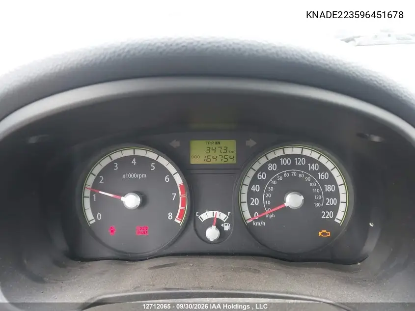 2009 KIA RIO VIN KNADE223596451678 — фото 7