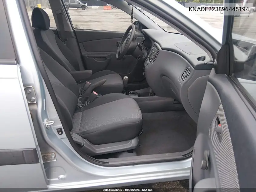 2009 KIA RIO VIN KNADE223896445194 — фото 5