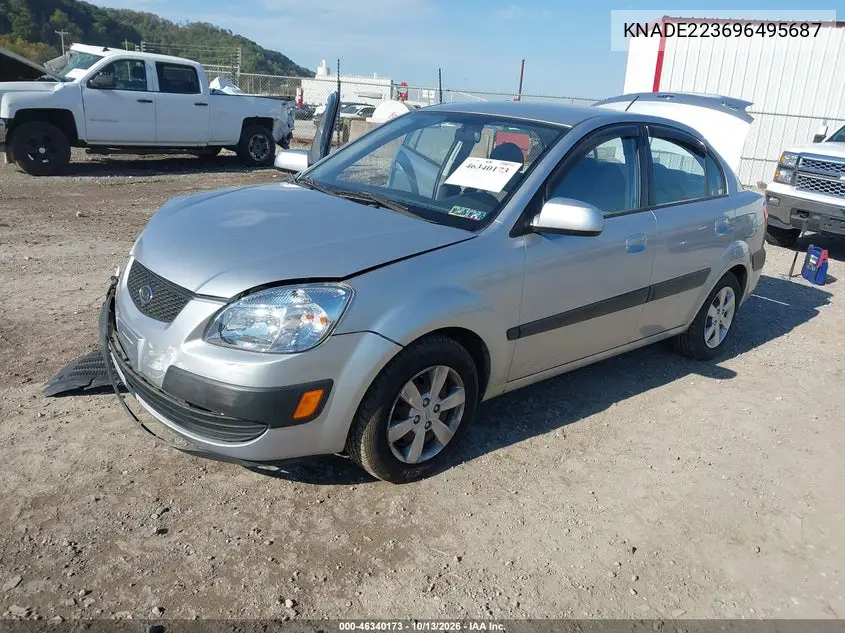 2009 KIA RIO VIN KNADE223696495687 — фото 2