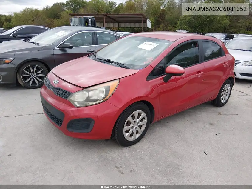 2012 KIA RIO VIN KNADM5A32C6081352 — фото 2