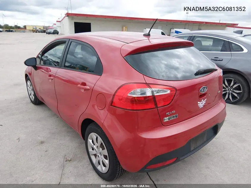 2012 KIA RIO VIN KNADM5A32C6081352 — фото 3