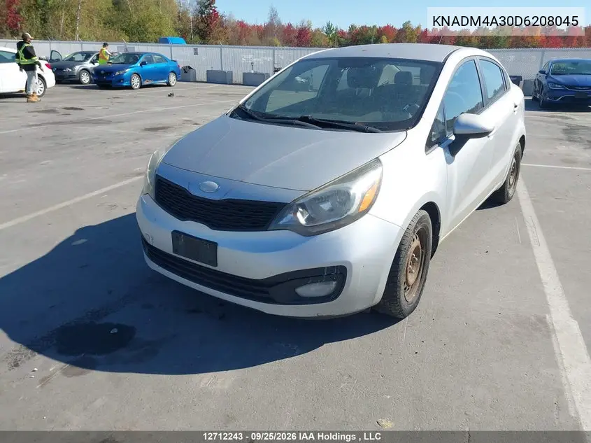 2013 KIA RIO VIN KNADM4A30D6208045 — фото 2