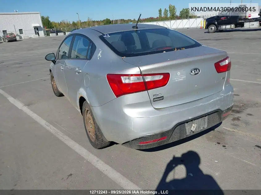 2013 KIA RIO VIN KNADM4A30D6208045 — фото 3